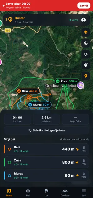 Hunter GPS - Lov u toku